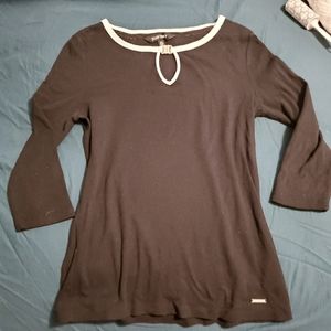 BOGO Ellen Tracy 3/4 sleeve black keyhole top S